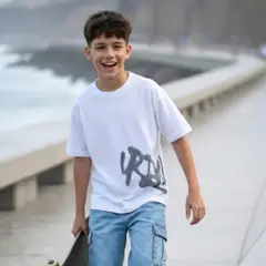 LE PETIT COMPANY - Polo Boxy Niño Urbano Blanco 100 Algodón