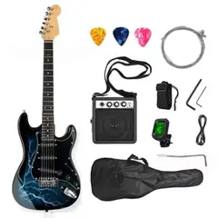 GENERICO - KIT DE GUITARRA ELECTRICA AZUL RELAMPAGO CON AMPLIFICADOR