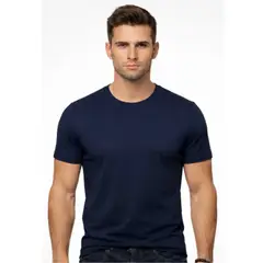 ENKI - Polo Slim Fit Hombre Azul Marino Manga Corta Cuello Redondo