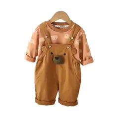 GENERICO - CONJUNTO PARA NIÑO OVEROL Y POLO MANGA LARGA CON DISEÑO DE OSITO 10 meses