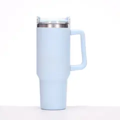 GENERICO - TERMO VASO DE ACERO INOXIDABLE CON SORBETE COLOR CELESTE