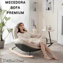 GENERICO - SILLA SILLÓN MECEDORA RECLINABLE SOFÁ COLUMPIO RELAJANTE PREMIUM NÓRDICO TUMBONA 30° OLIVO-BEIGE