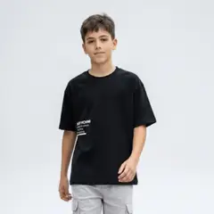 LE PETIT COMPANY - Polo Boxy Niño Keep Moving Negro 100% Algodón