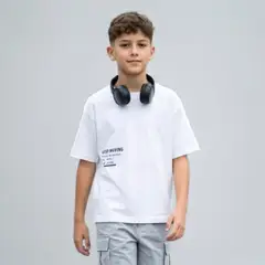 LE PETIT COMPANY - Polo Boxy Keep Moving Niño Blanco 100 Algodón