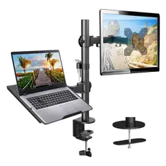 SEISA - Soporte Metal Rack Brazo para Monitor y Laptop Brazo Articulado de Escritorio