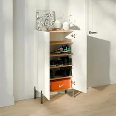 R&R MUEBLES - Zapatera Moderna Tayson 2 Puertas BlancoDuna