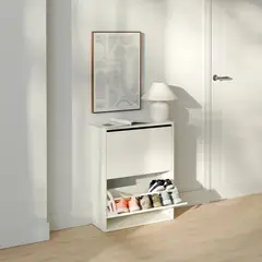 R&R MUEBLES - Zapatera con Corte para Zócalo Masiel 2 Puertas Blanco