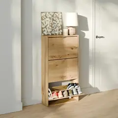 R&R MUEBLES - Zapatera con Corte para Zócalo Lucía 3 Puertas Duna