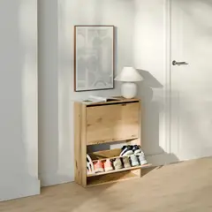 R&R MUEBLES - Zapatera con Corte para Zócalo Masiel 2 Puertas Duna