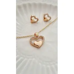 GENERICO - Set Corazón Strass Enchapado en oro 18k
