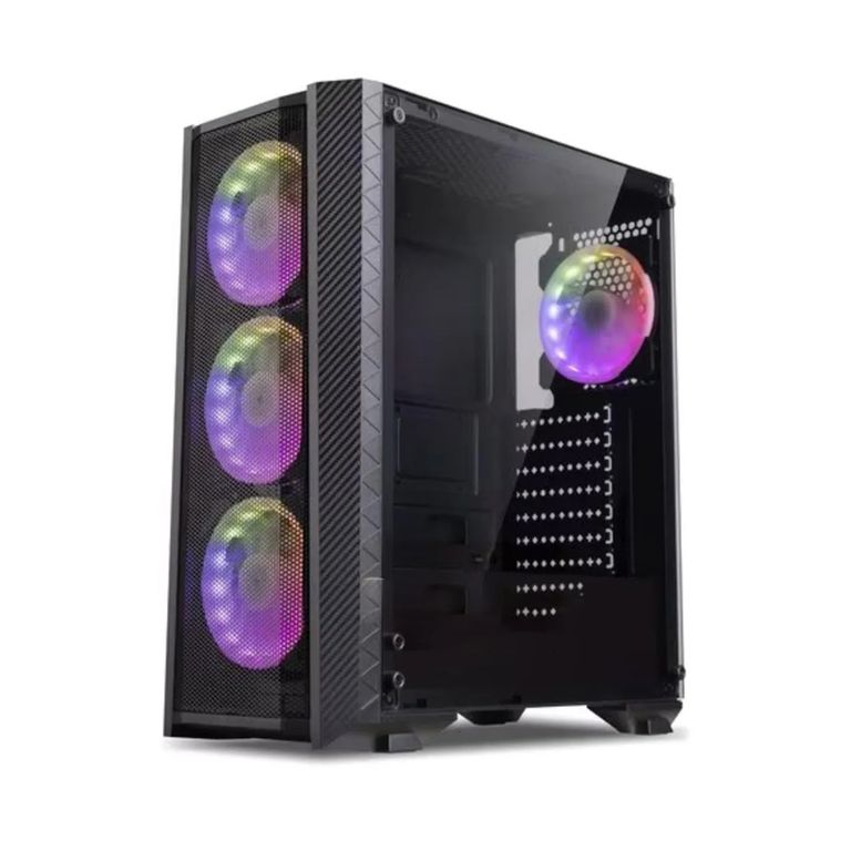 Case Mid Tower Game Pro Gp7681B Negro 4 Ventiladores Argb Para Pc Gaming