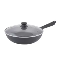 FACUSA - Sartén Wok Nova 28 cm Antiadherente con Tapa de Vidrio