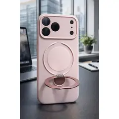 GENERICO - Case Funda Iphone 17 Pro Max Con Soporte Palo Rosa - Magsafe