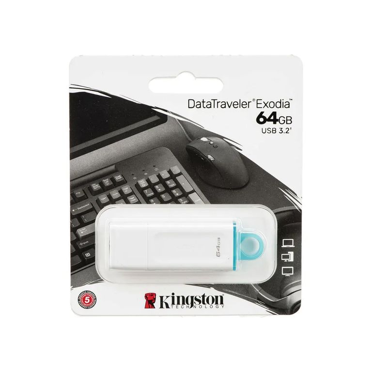 Memoria Usb Datatraveler Exodia 64Gb, Usb 3.2, Color Blanco, Alta Velocidad
