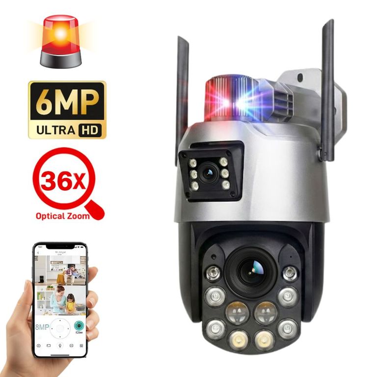 Camara de Seguridad WiFi Ojo de Dios ZOOM 36X Lente 8MP Visión Nocturna Color