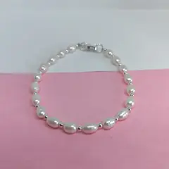 GENERICO - Pulsera de perlas con plata Coral