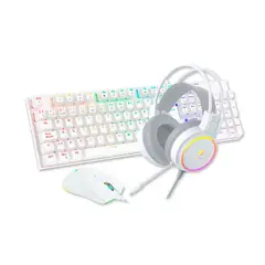 ANTRYX - Teclado, Mouse Y Auriculares Gaming Gc-3100 X3 Mecánico Rgb Blanco - Combo Perfecto