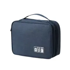 GENERICO - Estuche Organizador Porta Cable-Cargador-Auricular Grande-Doble Capa Azul