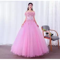 GENERICO - Vestido Princesa Mujer Quinceañera Rosado Talla XS