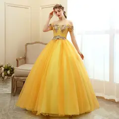 GENERICO - Vestido Princesa Mujer Quinceañera Talla XS Amarillo