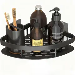 GENERICO - Organizador De Baño Esquinero Premium De Aluminio - Negro