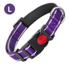 IMPORTADO MC - Collar Reflectivo para Perro ajustable de Nylon Acolchado Talla Large Color Púrpura
