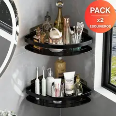 GENERICO - Pack x 2 Organizador Esquinero Premium De Baño De Aluminio - Negro