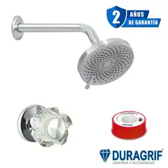 DURAGRIF - Kit Ducha - Llave de Ducha Acrilica + Salida de Ducha 5 + Canopla + Teflon