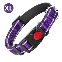 IMPORTADO MC - Collar Reflectivo para Perro ajustable de Nylon Acolchado Talla Extra Large Color Púrpura