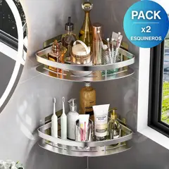 GENERICO - Pack x 2 Organizador Esquinero Premium De Baño Cocina De Aluminio - Plateado