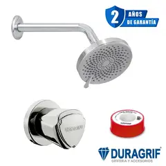 DURAGRIF - Kit Ducha - Llave de Ducha Cromada + Salida de Ducha 5 + Canopla + Teflon