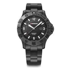 WENGER - Reloj Seaforce Chrono correa de acero inoxidable negro dial negro