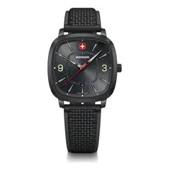 WENGER - Reloj Vintage Sport correa de caucho color negro dial gris