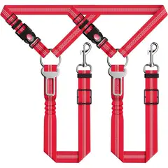 IMPORTADO MC - Pack 2 unds. Correa para Perros de Seguridad en Coche Ajustable Multifuncional 3 en 1 Color Rojo