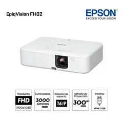 EPSON - Proyector Portátil EpiqVision FH02 con Android TV FHD 1080p de hasta 300 3LCD - V11HA85020