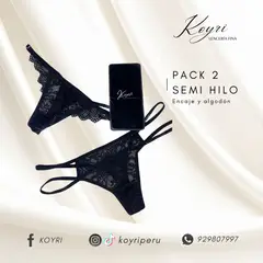 GENERICO - PACK 2 TANGA SEMI HILO SANDY + ZULLY