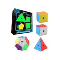 GENERICO - Set Cubos Mágicos Rubik En Caja de 4 Piezas Moyu