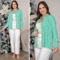 GENERICO - Blusa de Tela en Seda con Aplicación de Perlitas