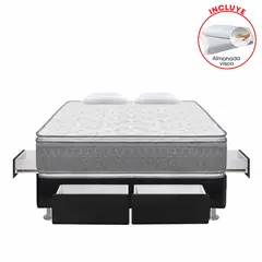 FORLI - Cama 4 Cajones Igneo Pillow Gris Queen