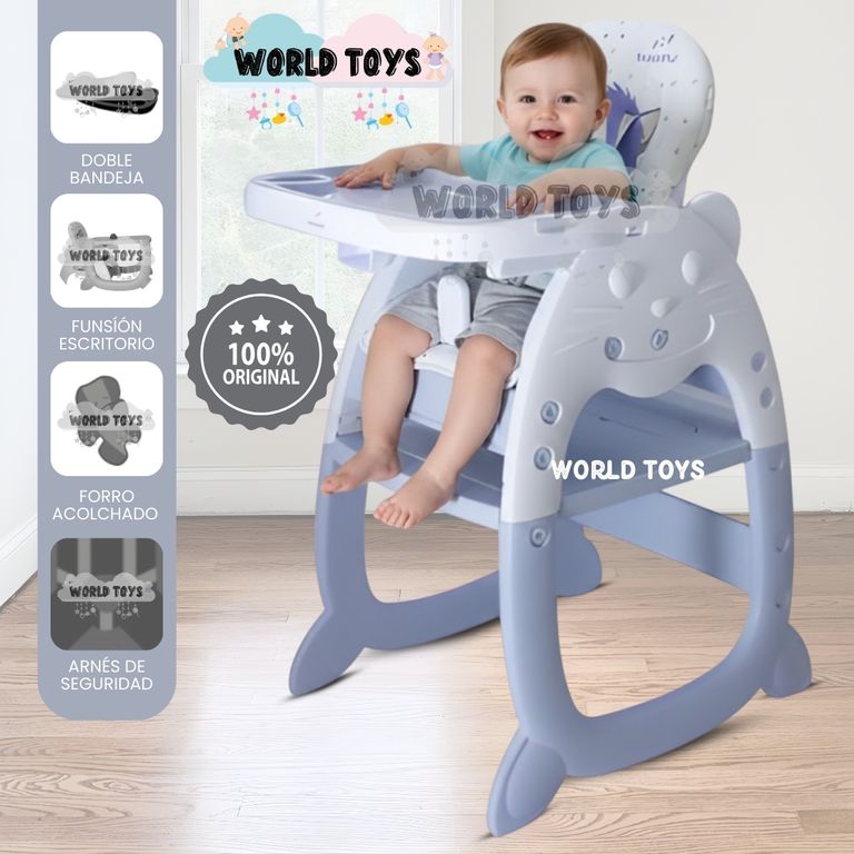Silla de Comer Escritorio 3 en 1 «GATO NEW» Blue
