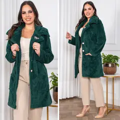 GENERICO - Maxi Abrigo en Tela de Peluche con Aplicación