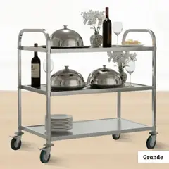 ICHIMATSU - Carrito Hotelero de Acero Inoxidable Grande de 3 pisos