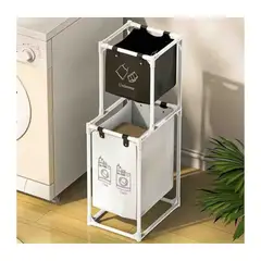 GENERICO - CESTA ORGANIZADORA DE ROPA NEGRO DE 2 PISOS