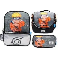 CHILDRENS CLUB - Pack Escolar Mochila Naruto Plomo Anime Oficio