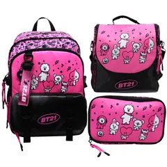 CHILDRENS CLUB - Pack Escolar Mochila BT21 Rosado Oficio