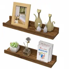 GENERICO - Set x 2 Repisas Flotante Minimalista Melamina Marron 40 cm - Set Decorativo Tipo L