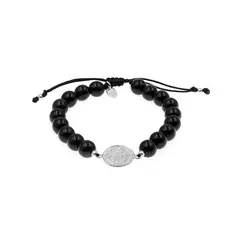 BALIQ - Pulsera San Benito Onix Plata 925 Hombre