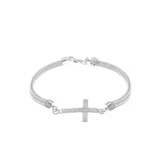 BALIQ - Pulsera Espiga Cruz Plata 925 Hombre