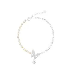 BALIQ - Pulsera Mariposa Perla Plata 925