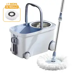 KELLER - Trapeador Giratorio 2 Mopas con Ruedas Y Asa Gris S4F